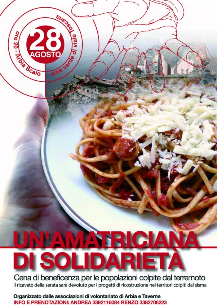Ad Arbia e Taverne &ldquo;Un&rsquo;Amatriciana di solidariet&agrave;&rdquo;